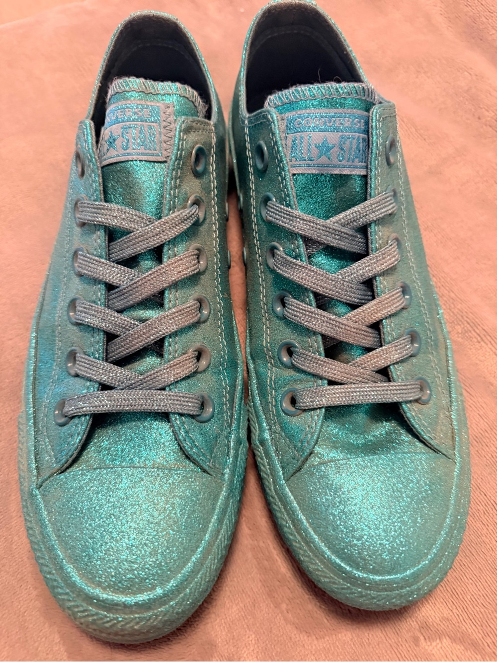 Converse Teal Glitter Low Top Sneakers